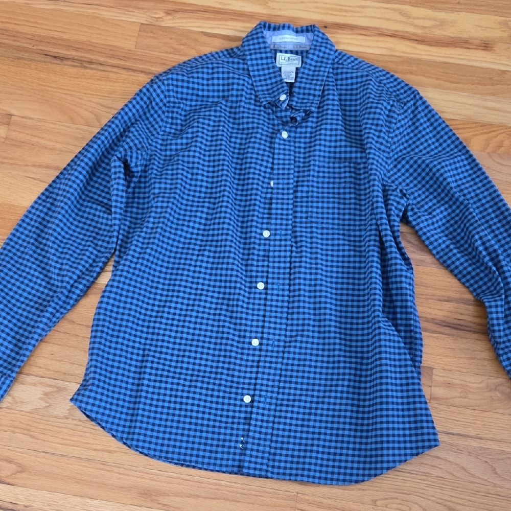 Blue Checkered Large LL Bean Men's Shirt